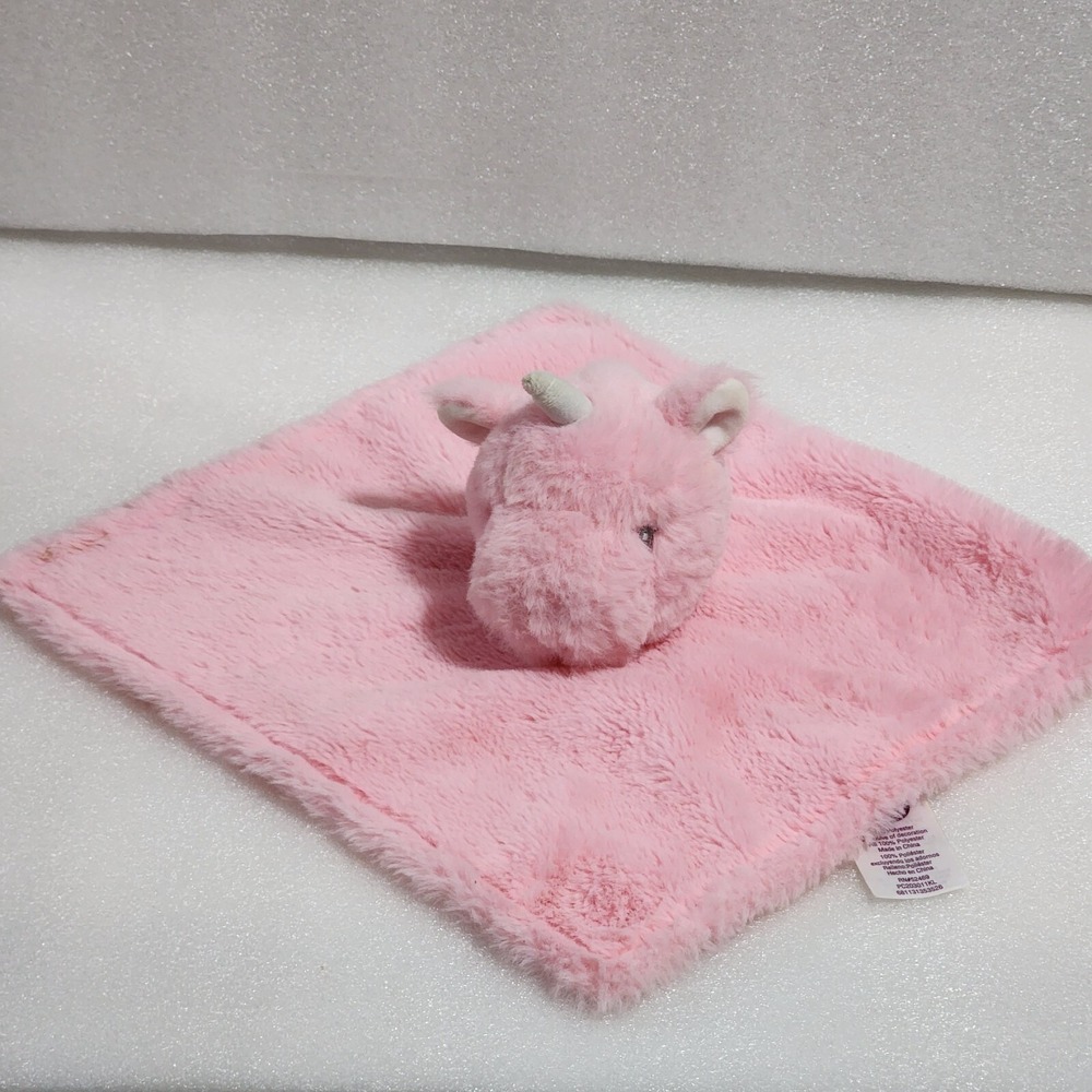 Parent's Choice Unicorn Pink Plush Satin Baby Security Blanket 12x12 PC203011KL